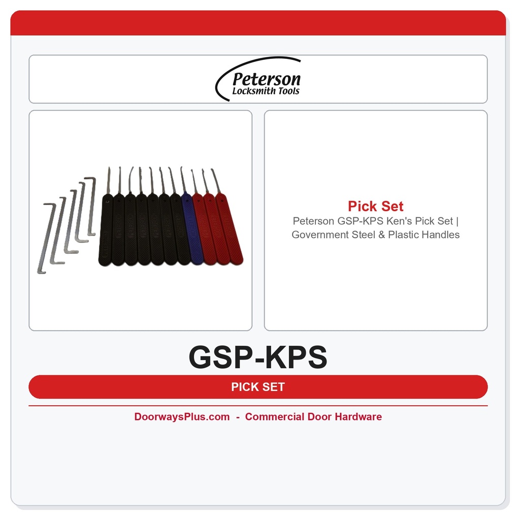 Peterson Locksmith Tools GSP-KPS Ken's Pick Set
